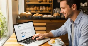 Mãos de um empreendedor preenchendo o formulário de cadastro do MEI online para abrir seu negócio em Campo Grande, RJ.